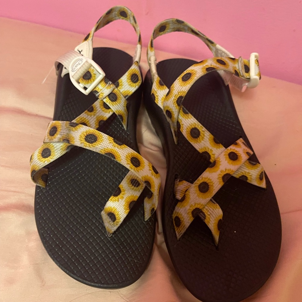 Sunflower Patterned single toe strap Chaco sandals